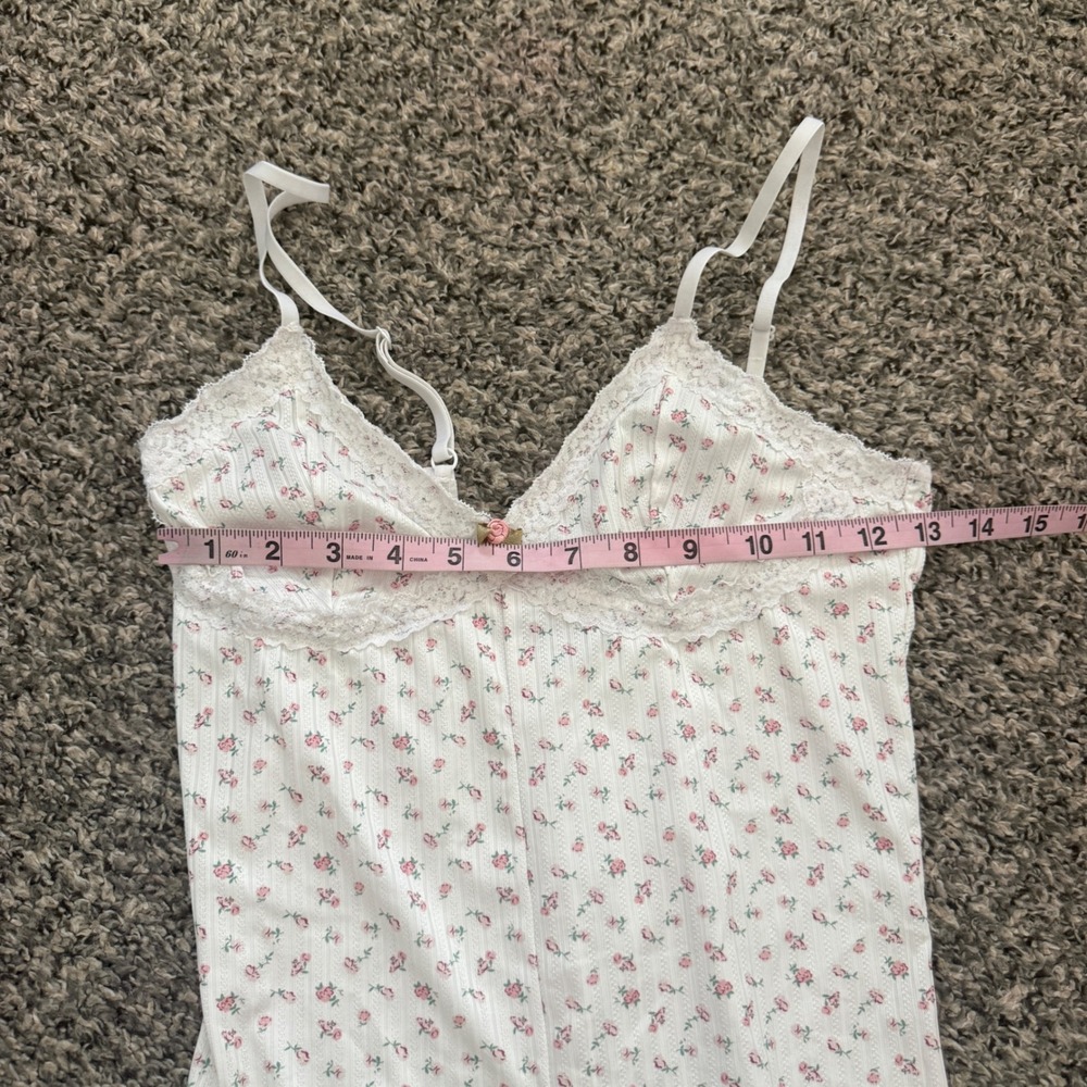 Women Floral Lace Trim Cami Babydoll Romper Sleepwear Pajama Loungewear M - Picture 7 of 8